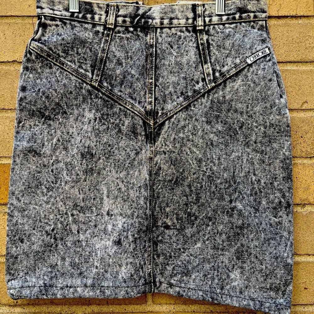 Vintage 80s 90s Cherokee acid wash mini skirt